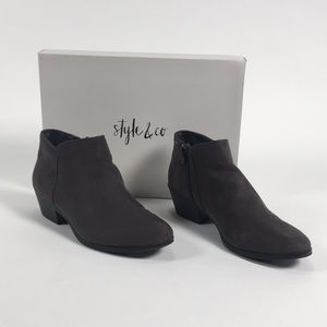 Style &Co Wiley Charcoal Suede Booties